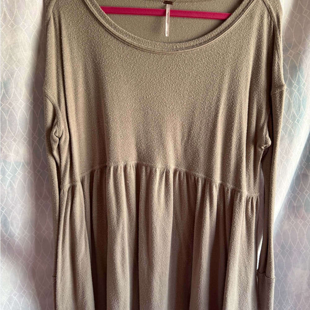 Free People Taupe Knit long sleeve Top